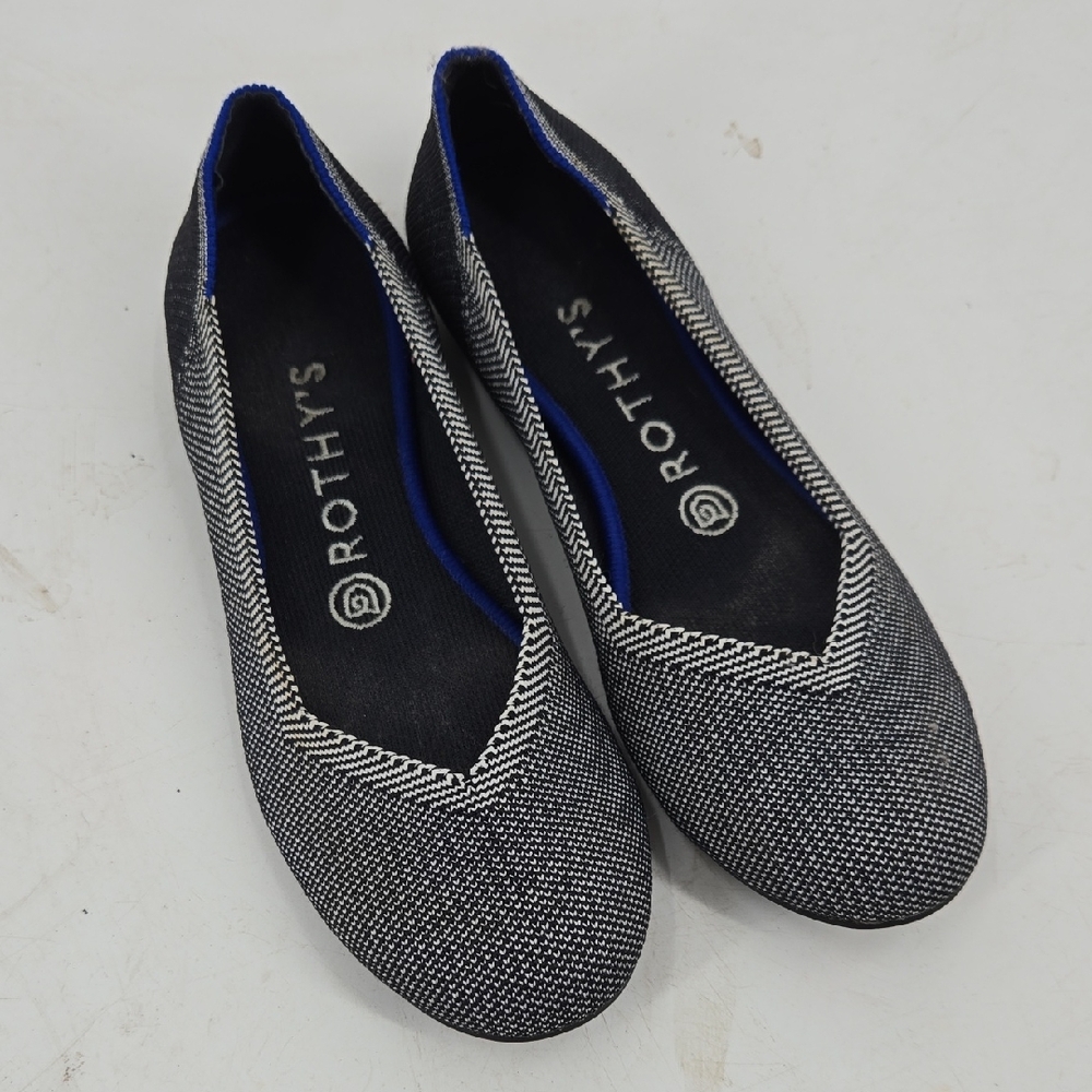 Rothy's Black and White Herringbone Flats